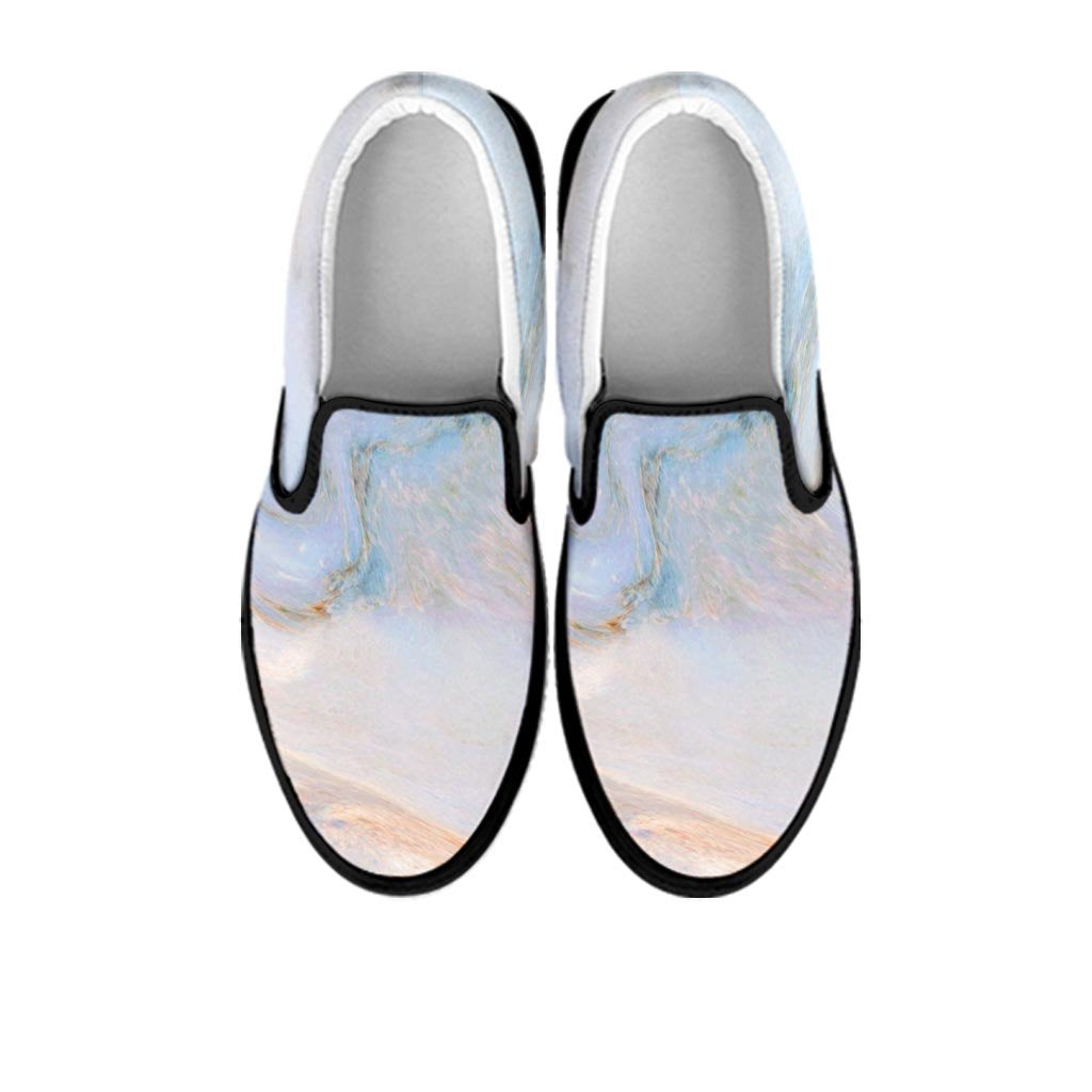 Pink Beige Marble Women's Slip On Sneakers-grizzshop