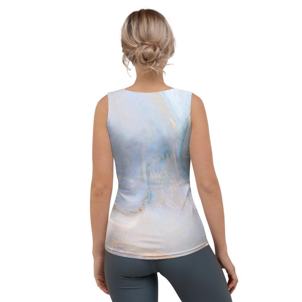 Pink Beige Marble Women's Tank Top-grizzshop