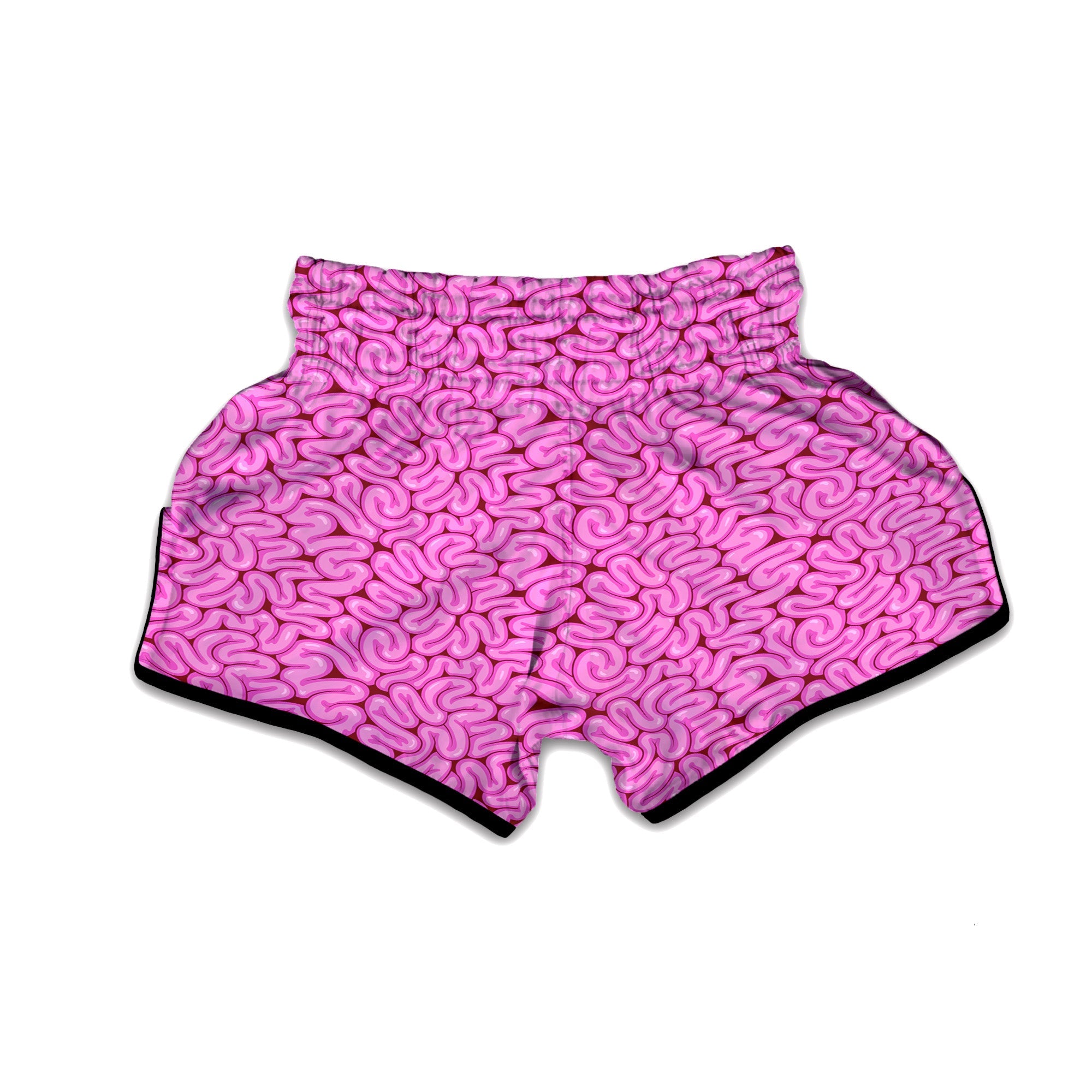 Pink Brains Cartoon Print Pattern Muay Thai Boxing Shorts-grizzshop