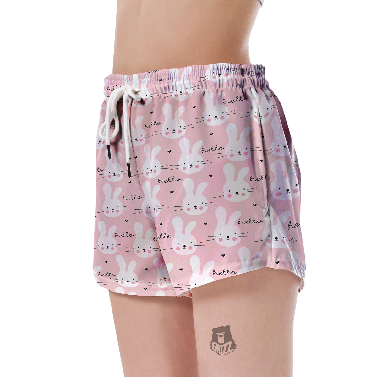 Pink Bunny Rabbit Pattern Print Women's Shorts-grizzshop