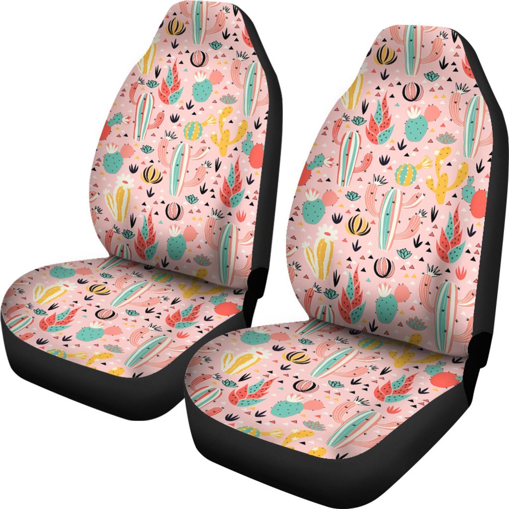 Pink Cactus Pattern Print Universal Fit Car Seat Cover-grizzshop