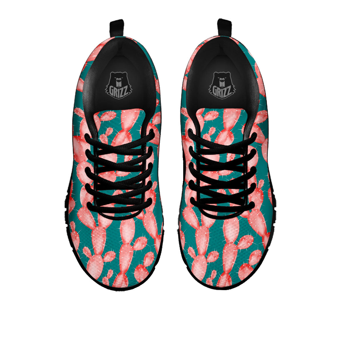 Pink Cactus Print Pattern Black Sneaker-grizzshop