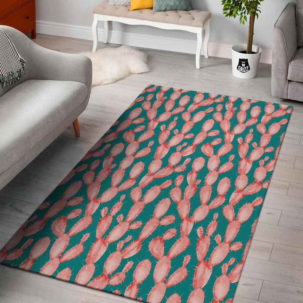 Pink Cactus Print Pattern Floor Mat-grizzshop