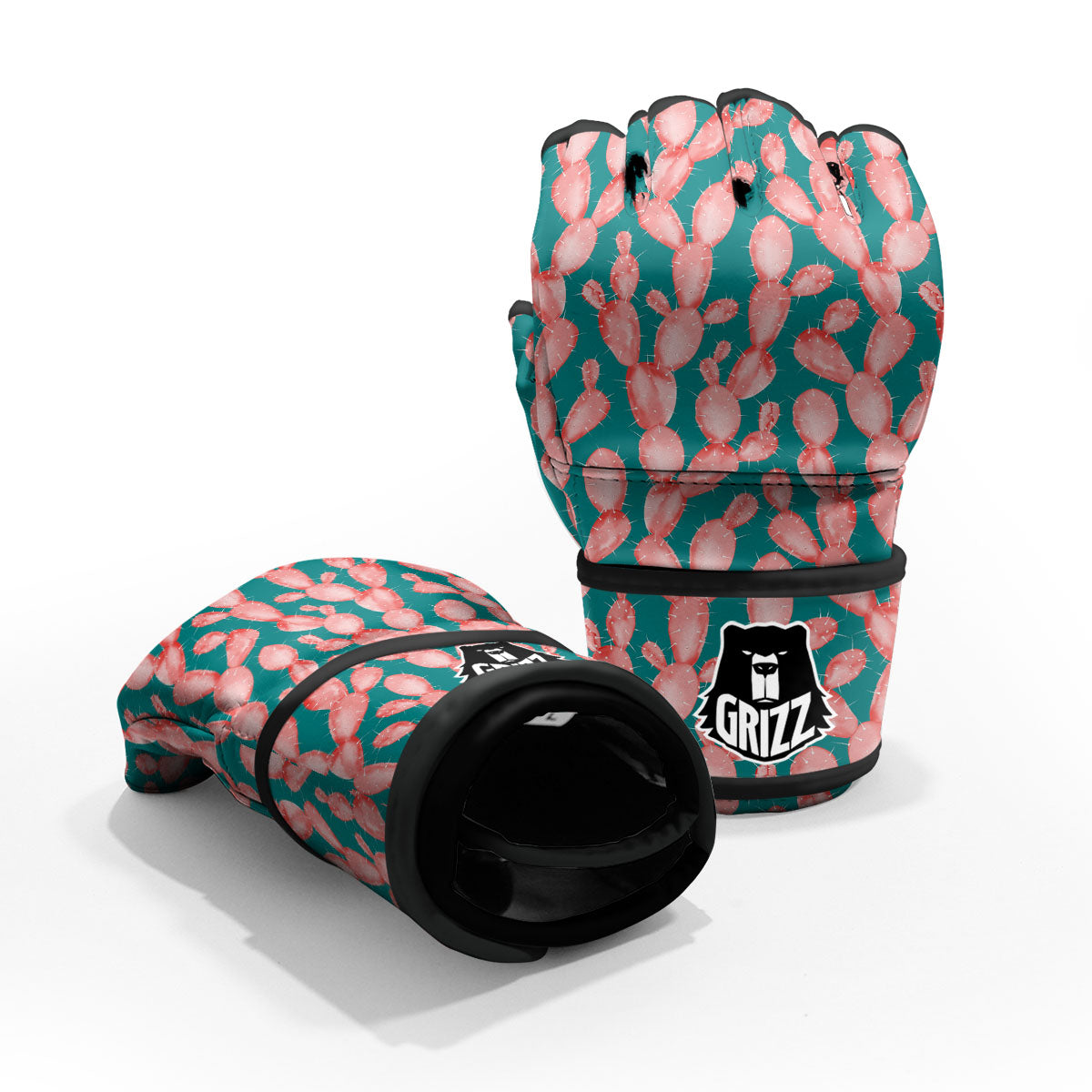 Pink Cactus Print Pattern MMA Gloves-grizzshop