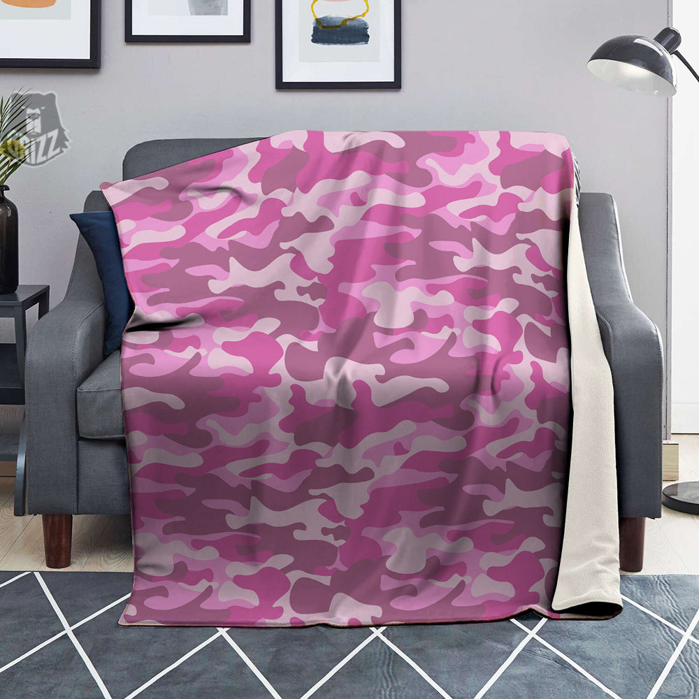 Pink Camo And Camouflage Print Blanket-grizzshop
