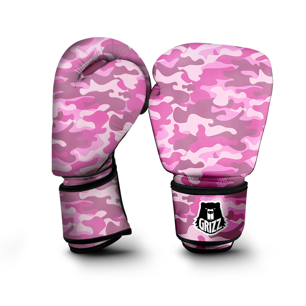 Pink Camo And Camouflage Print Boxing Gloves-grizzshop