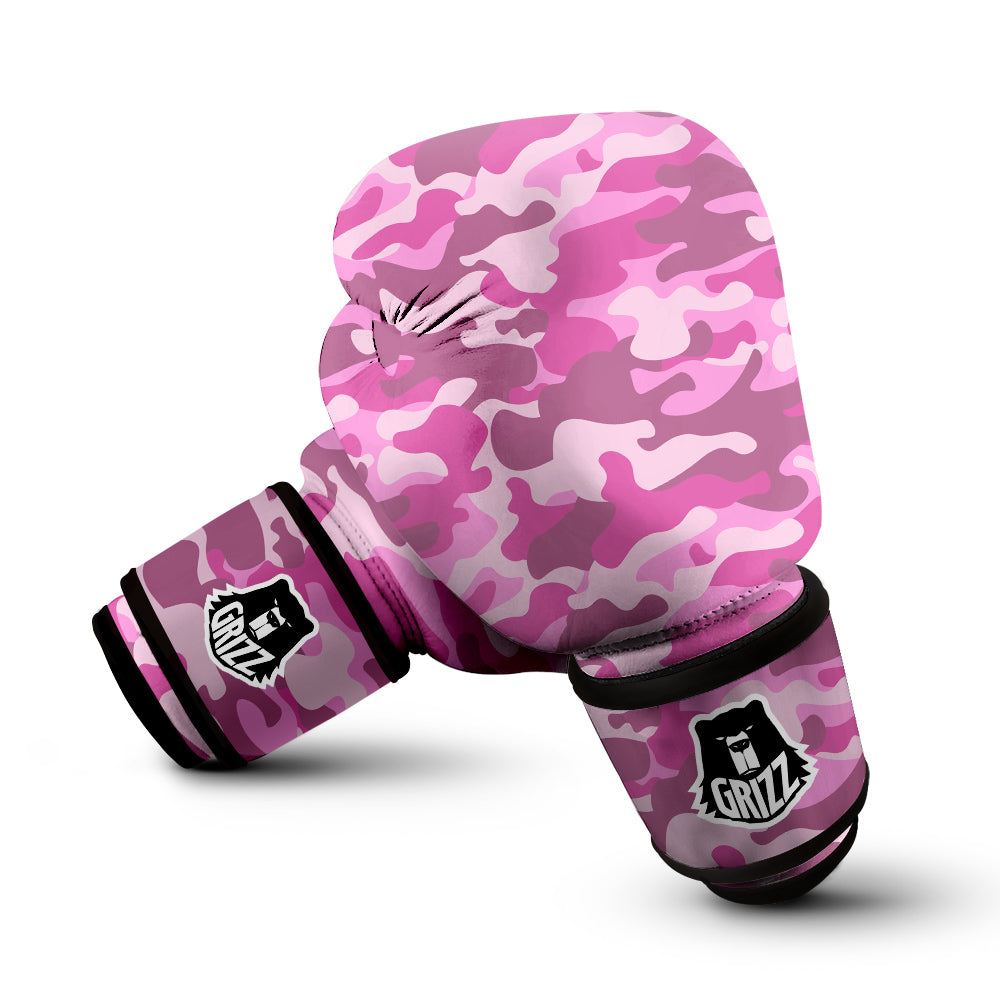Pink Camo And Camouflage Print Boxing Gloves-grizzshop