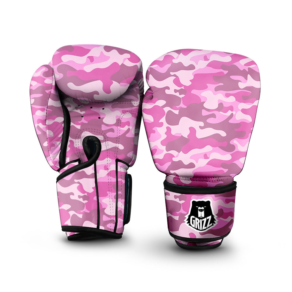 Pink Camo And Camouflage Print Boxing Gloves-grizzshop