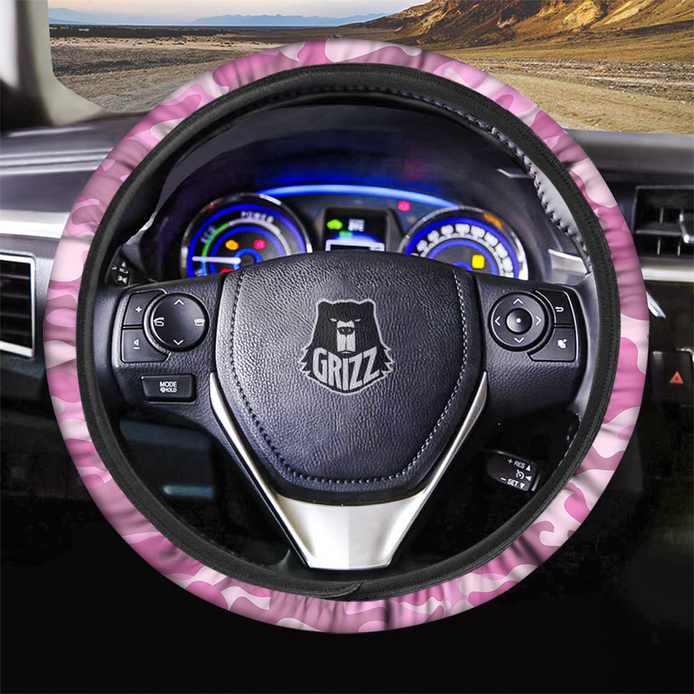 Pink Camo And Camouflage Print Car Steering Wheel Cover-grizzshop