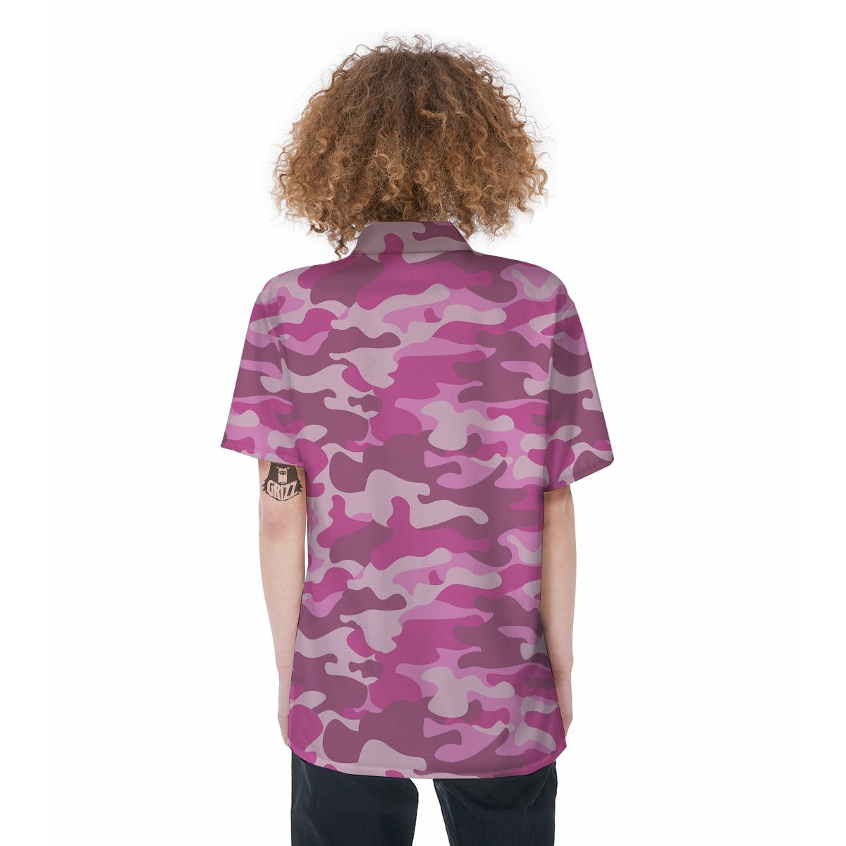 Pink Camo And Camouflage Print Women's Short Sleeve Shirts-grizzshop