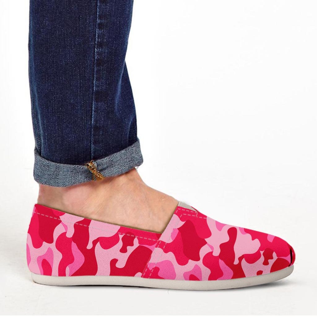 Pink Camo Print Canvas Shoes-grizzshop