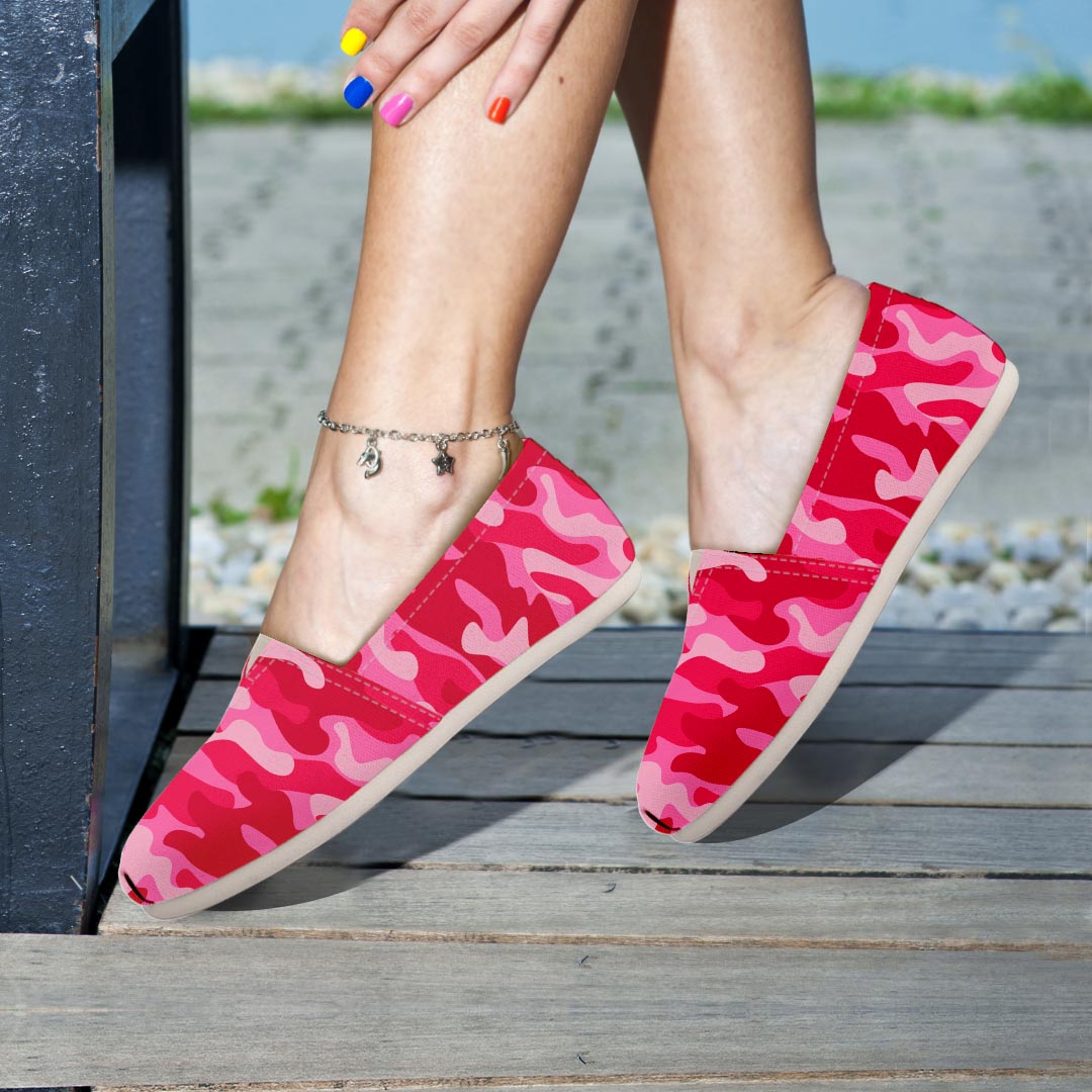 Pink Camo Print Canvas Shoes-grizzshop