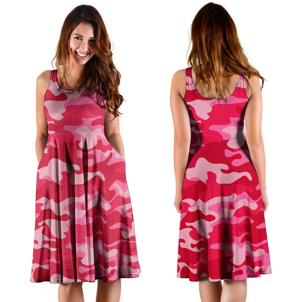 Pink Camo Print Dress-grizzshop