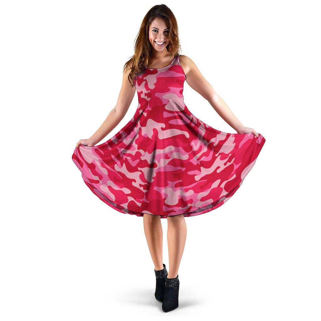 Pink Camo Print Dress-grizzshop