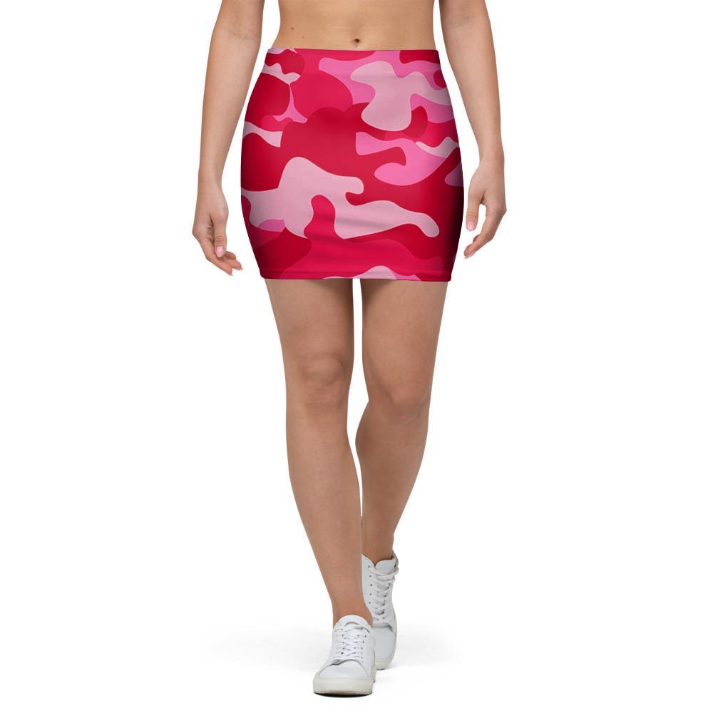 Pink Camo Print Mini Skirt-grizzshop