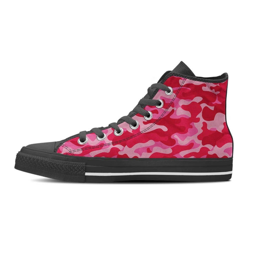Pink Camo Print Women's High Top Shoes-grizzshop