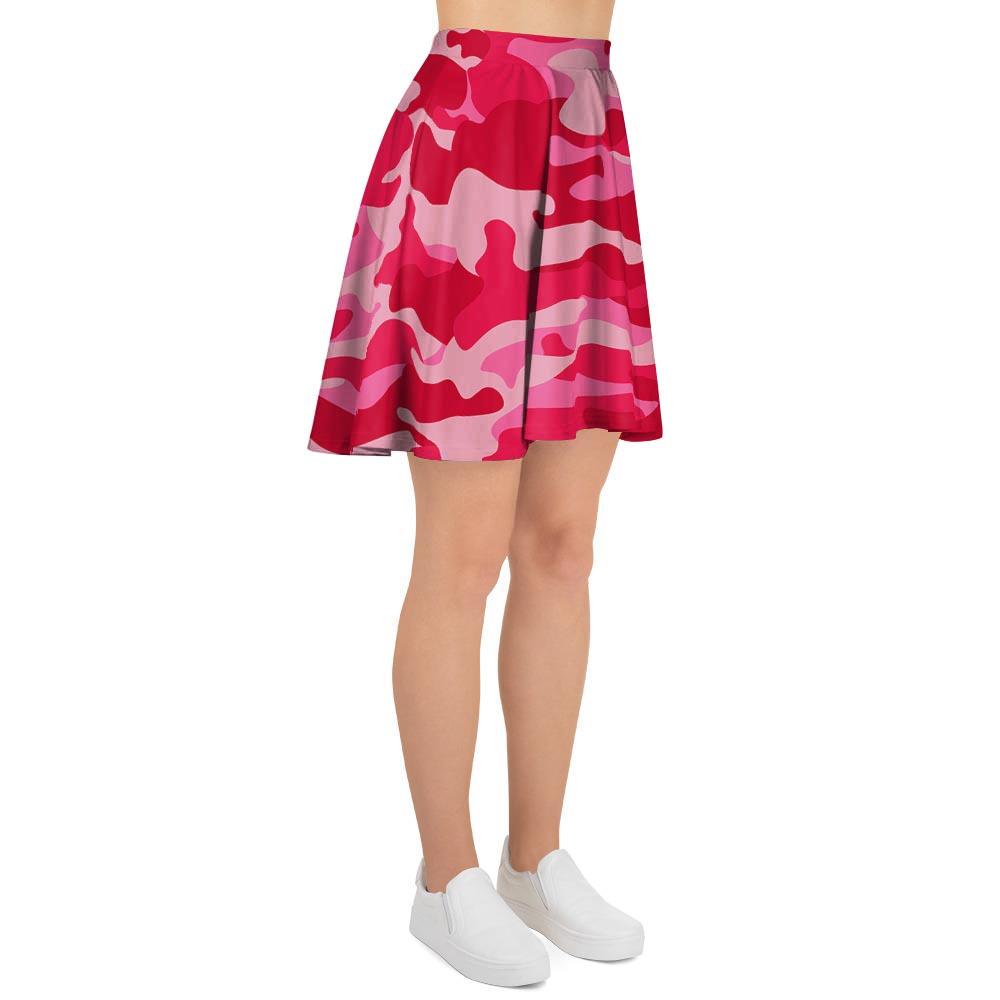 Pink Camo Print Women's Skirt-grizzshop