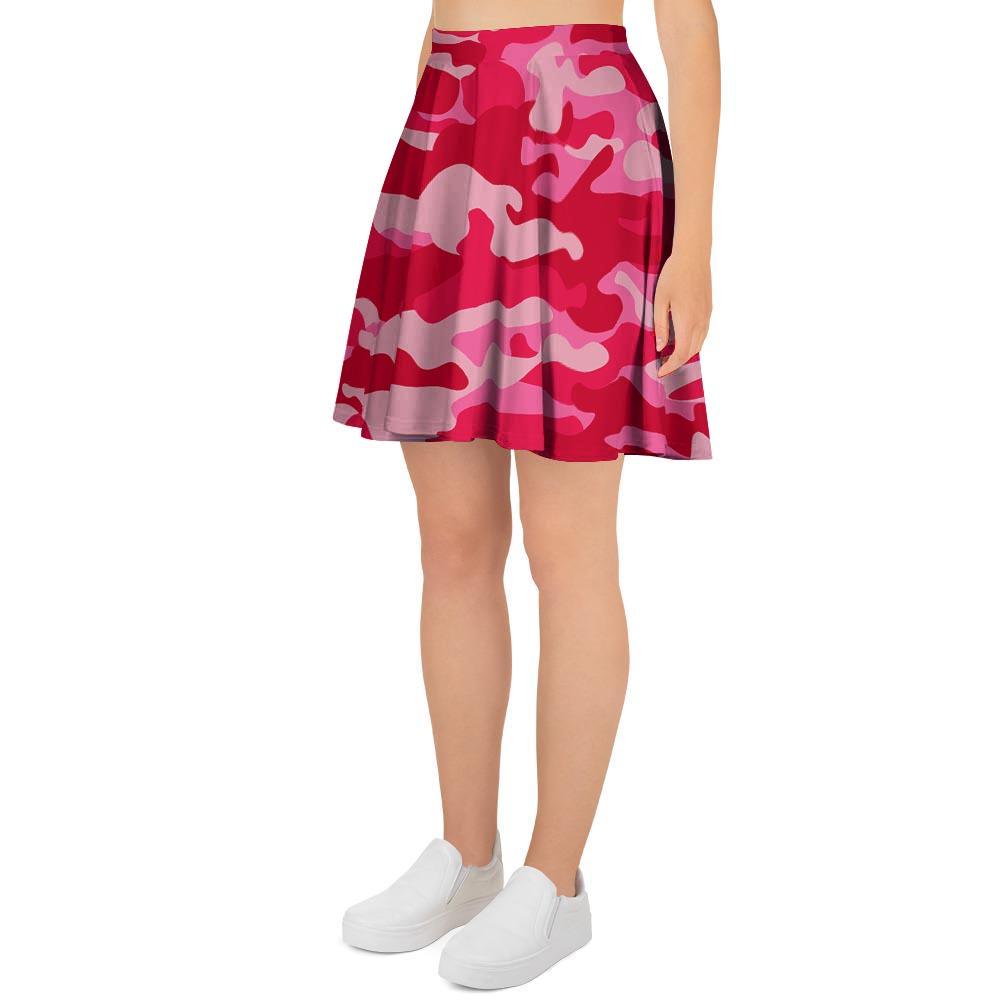 Pink Camo Print Women's Skirt-grizzshop