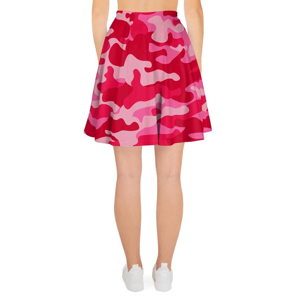 Pink Camo Print Women's Skirt-grizzshop