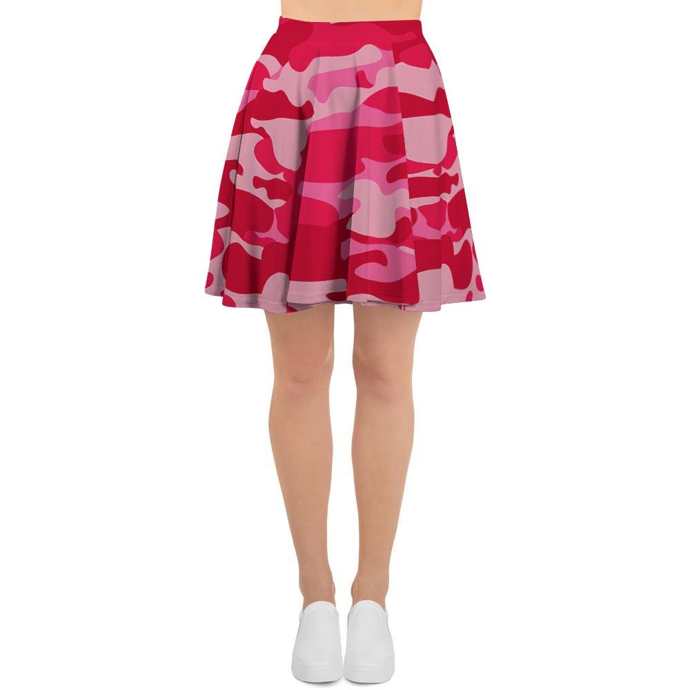 Pink Camo Print Women's Skirt-grizzshop