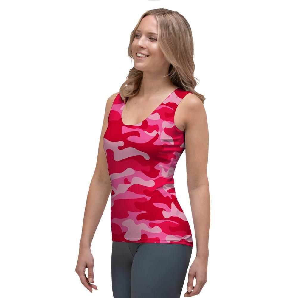 Pink Camo Print Women's Tank Top-grizzshop