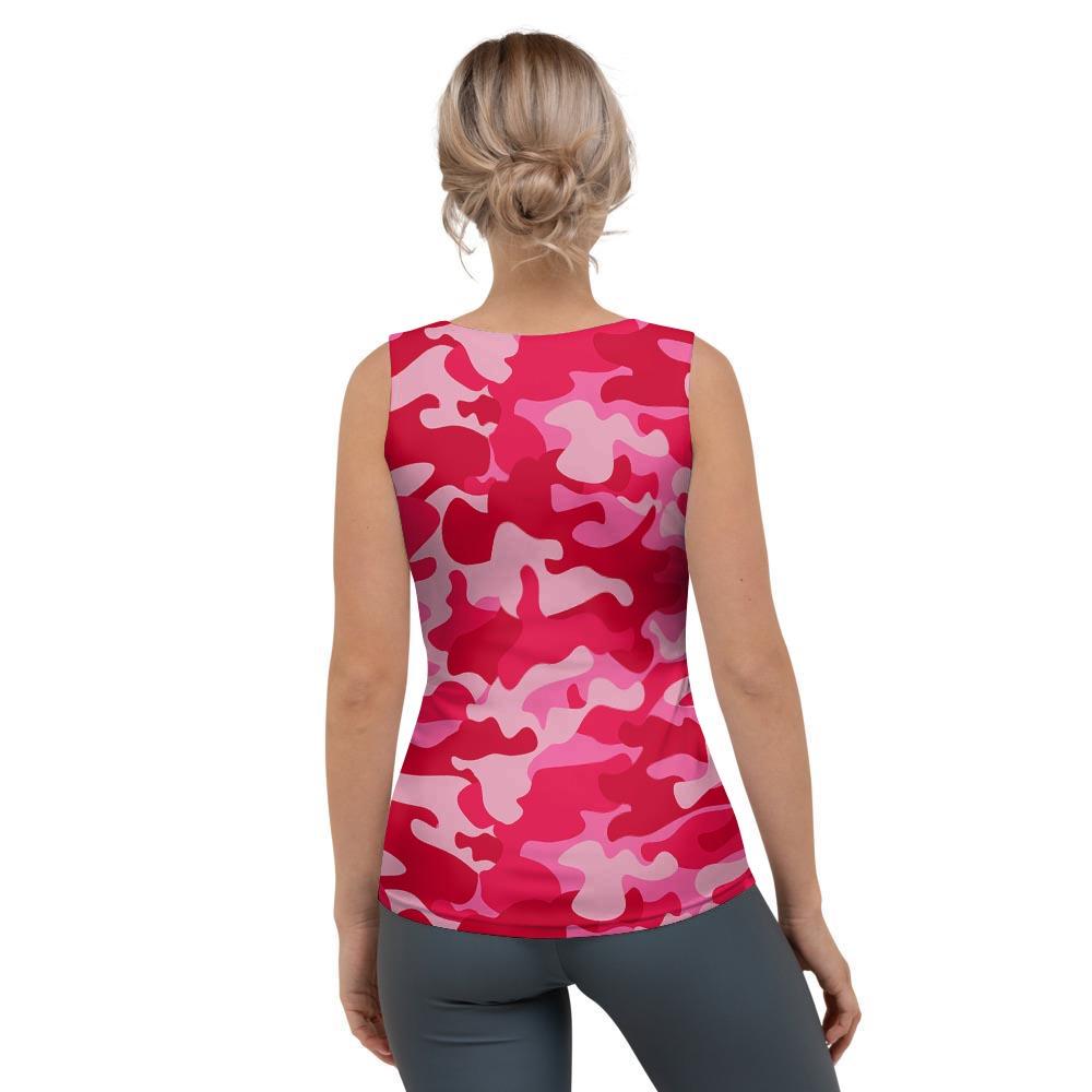 Pink Camo Print Women's Tank Top-grizzshop