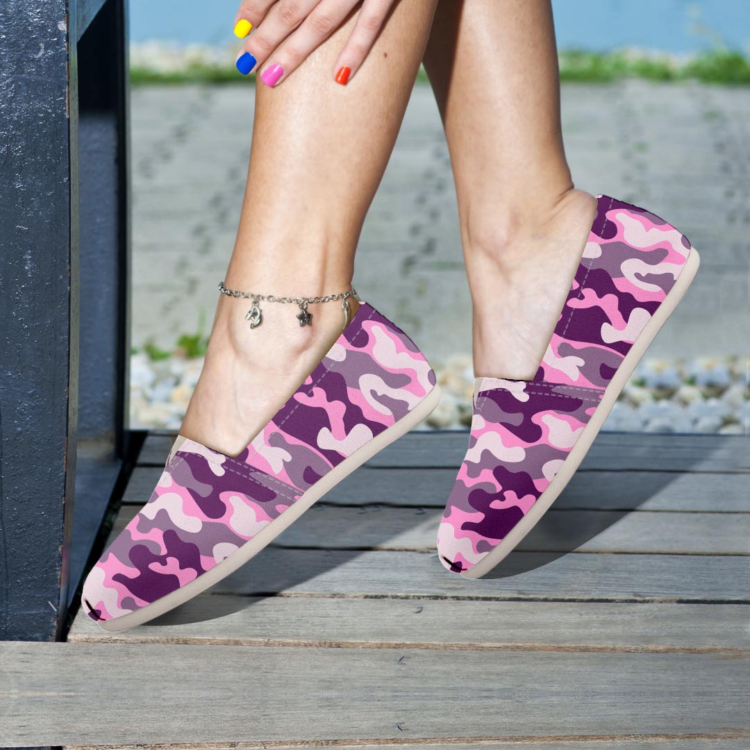 Pink Camouflage Print Canvas Shoes-grizzshop