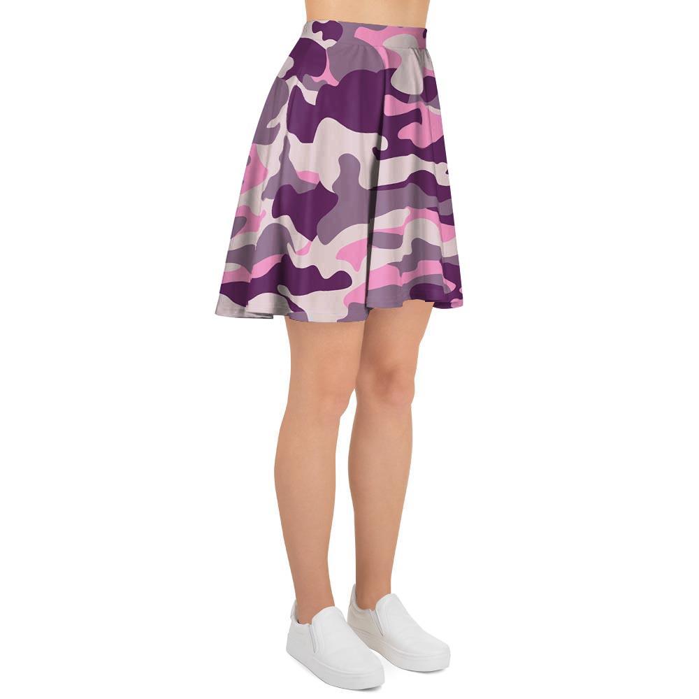 Pink Camouflage Print Women's Skirt-grizzshop