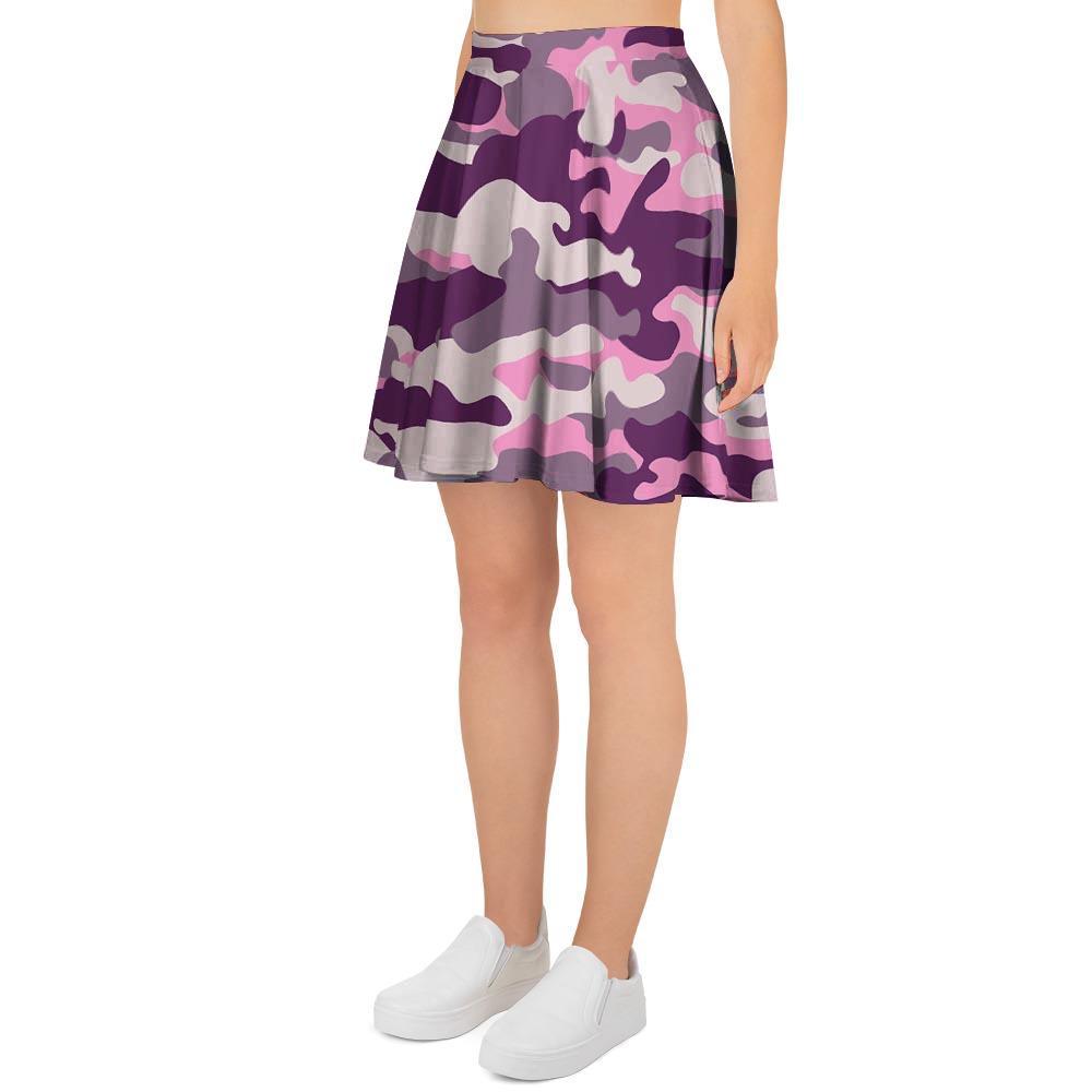 Pink Camouflage Print Women's Skirt-grizzshop