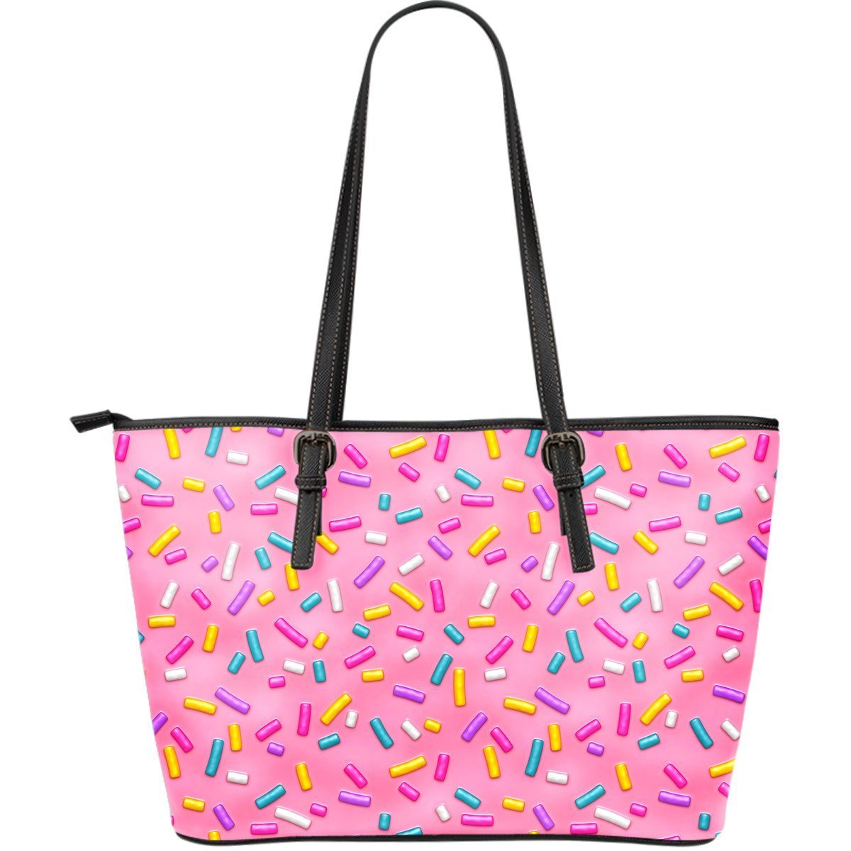Pink Candy Pattern Print Leather Tote Bag-grizzshop