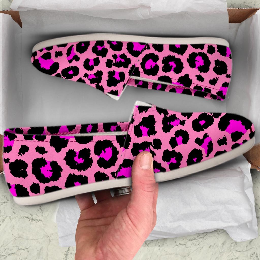 Pink Cheetah Leopard Canvas Shoes-grizzshop
