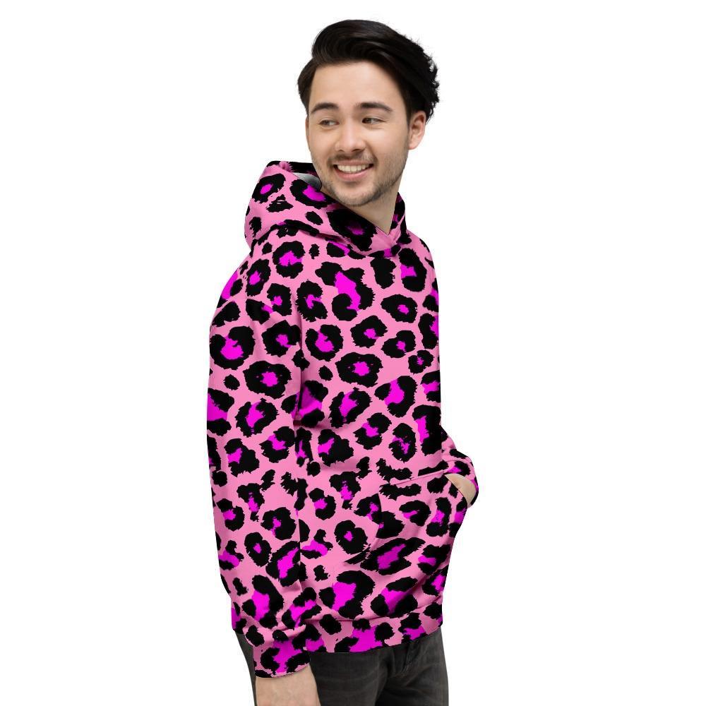 Pink Cheetah Leopard Men's Hoodie-grizzshop