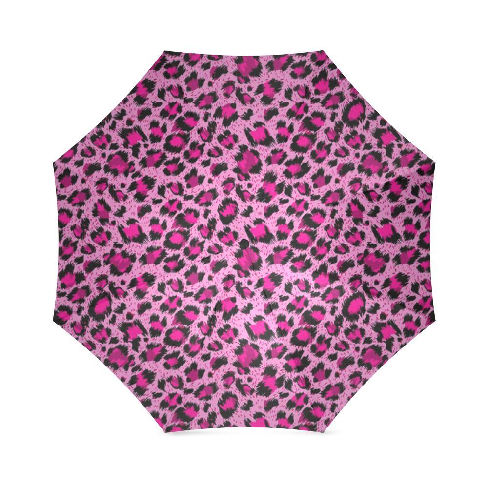 Pink Cheetah Leopard Pattern Print Foldable Umbrella-grizzshop