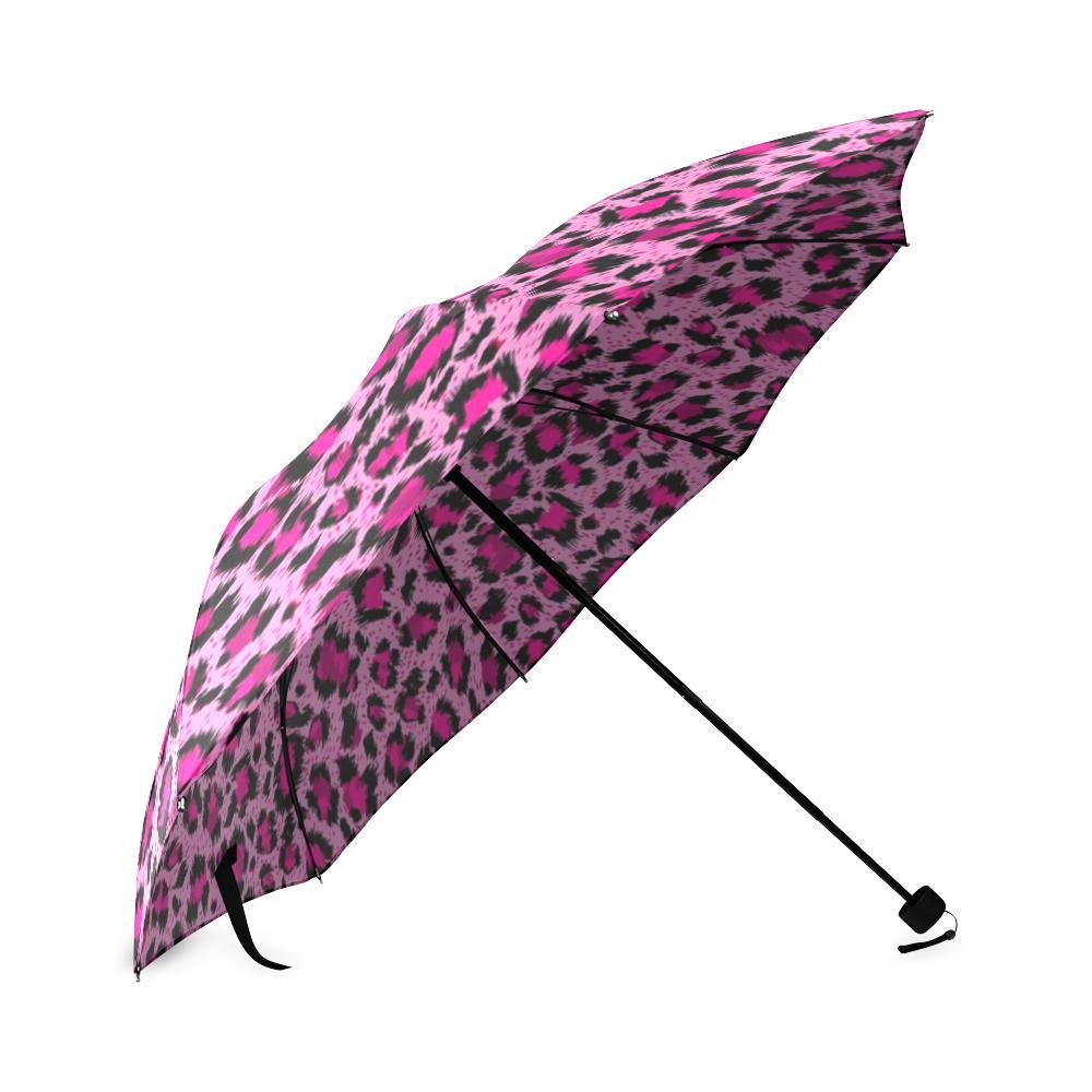 Pink Cheetah Leopard Pattern Print Foldable Umbrella-grizzshop