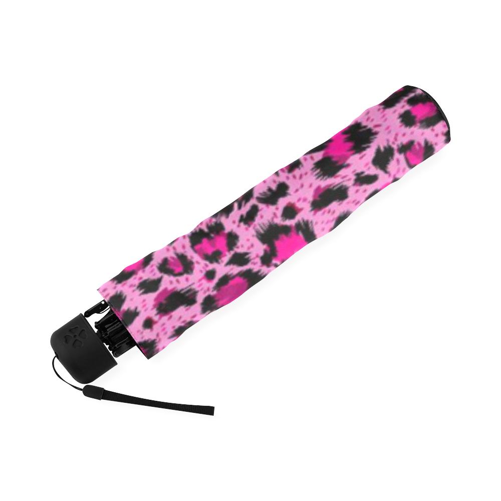 Pink Cheetah Leopard Pattern Print Foldable Umbrella-grizzshop