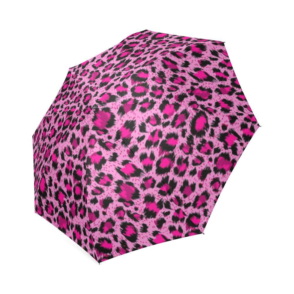 Pink Cheetah Leopard Pattern Print Foldable Umbrella-grizzshop