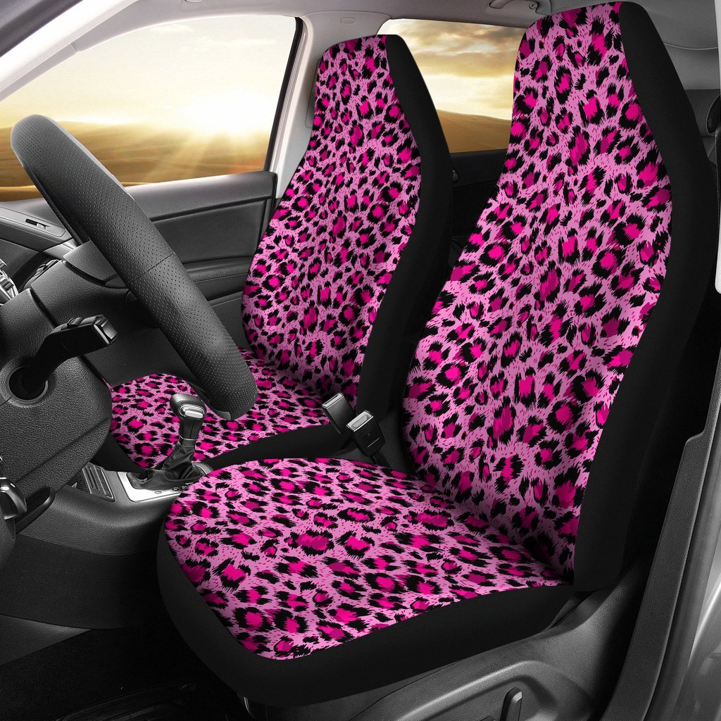 Pink Cheetah Leopard Pattern Print Universal Fit Car Seat Cover-grizzshop