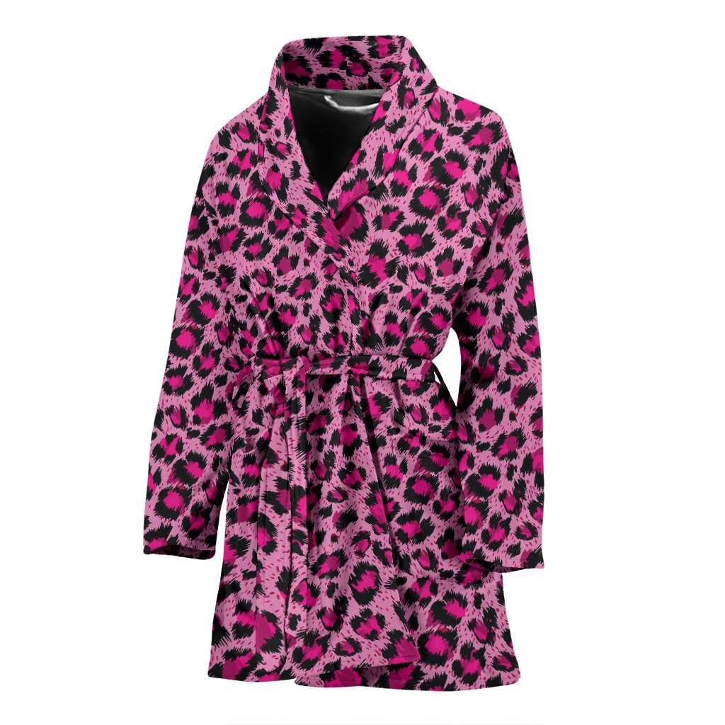 Pink Cheetah Leopard Pattern Print Women Long Robe Pink Cheetah Leopard Pattern Print Women Long Robe