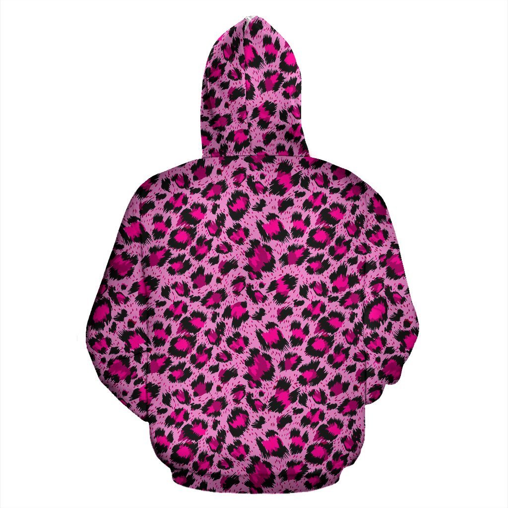 Pink Cheetah Leopard Pattern Print Women Men Pullover Hoodie-grizzshop