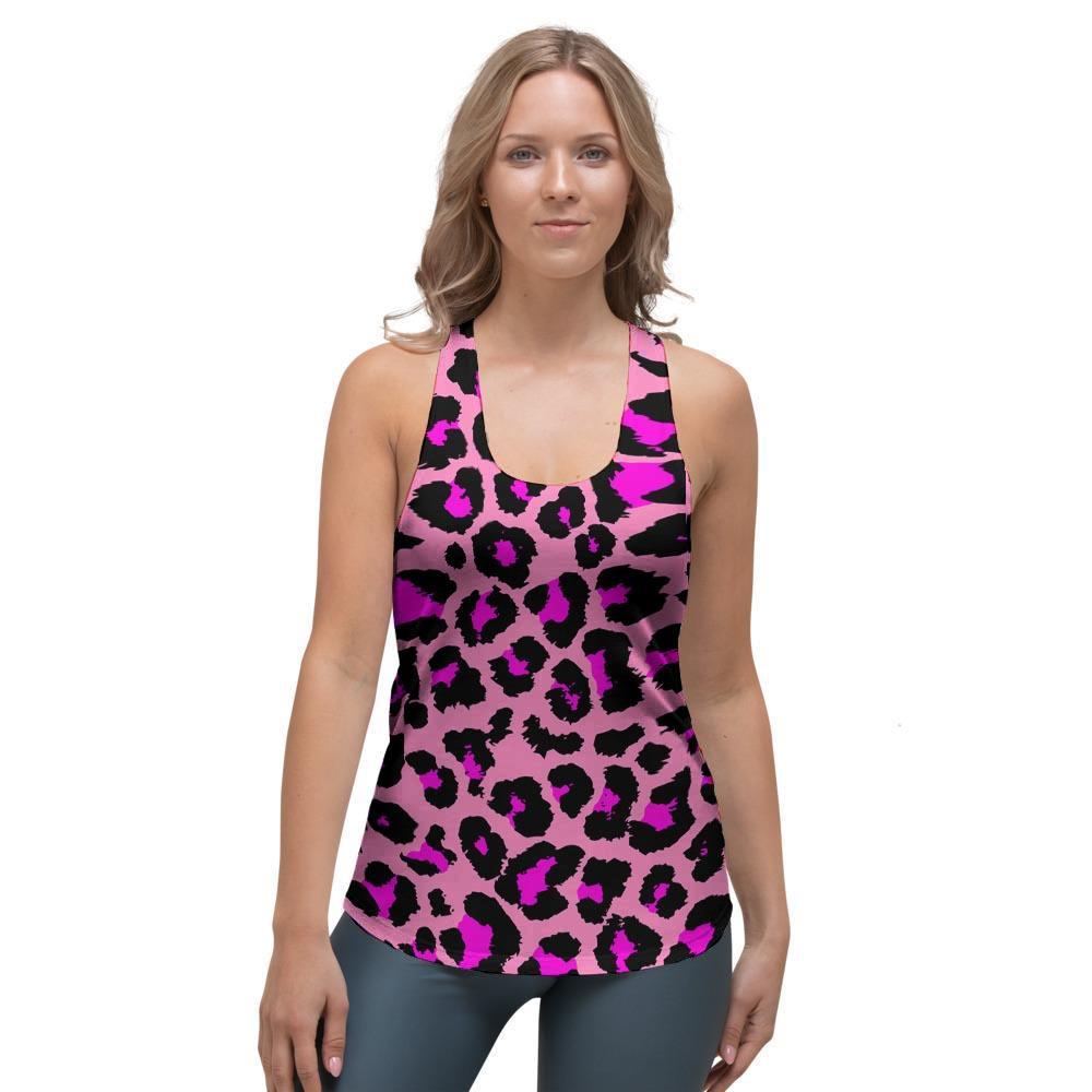 Pink Cheetah Leopard Women's Racerback Tank Top-grizzshop