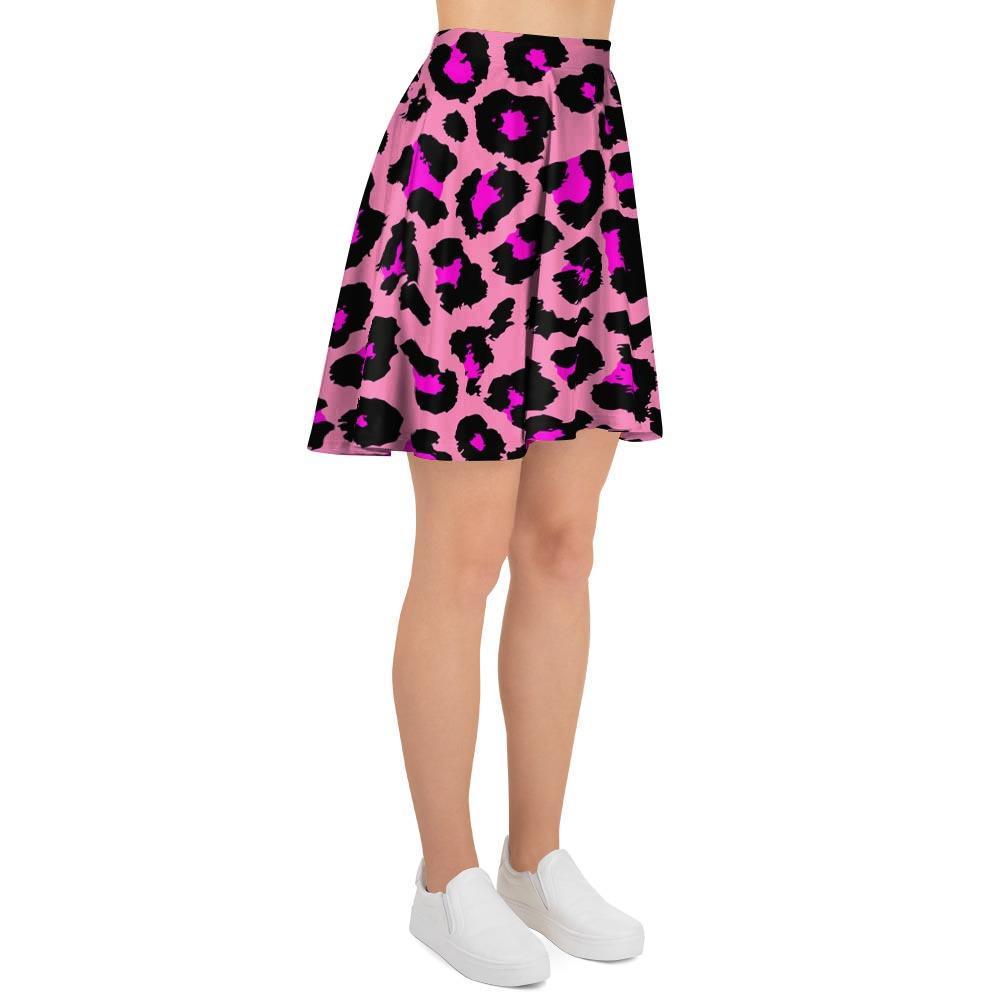 Pink Cheetah Leopard Women's Skirt-grizzshop