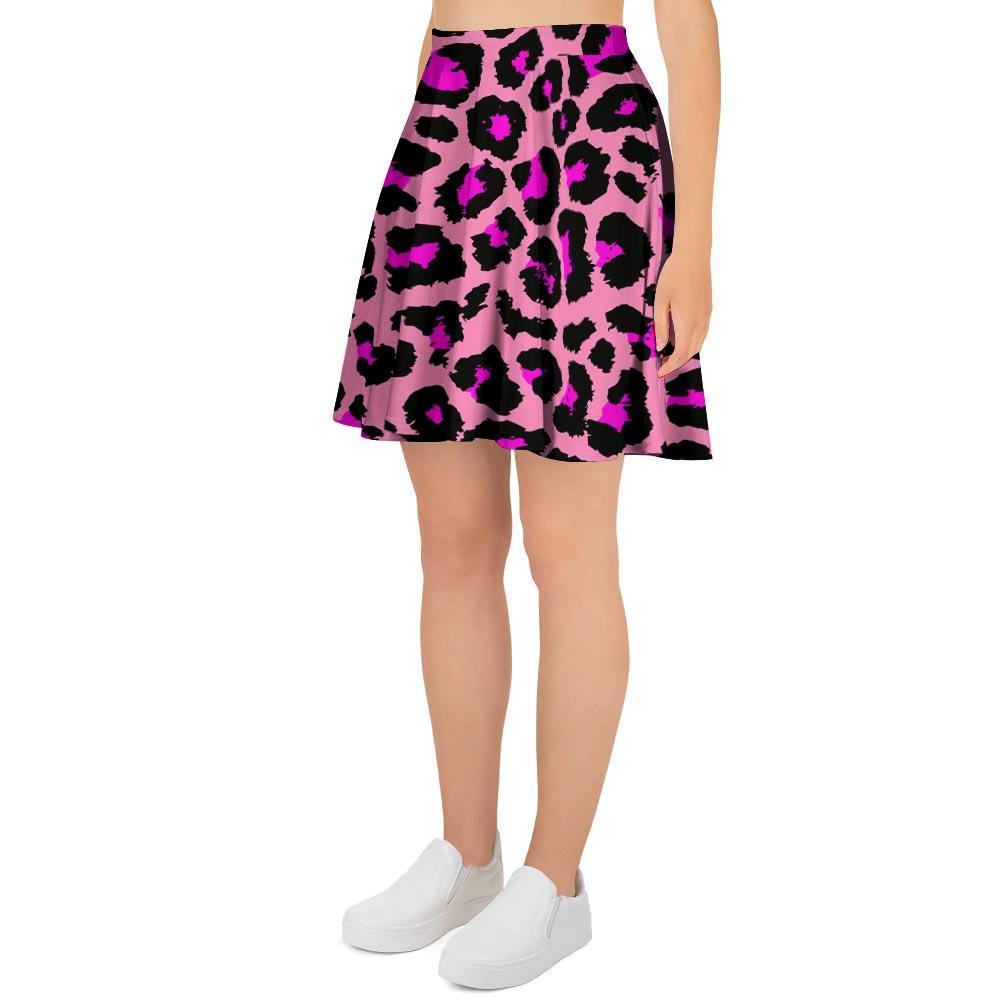 Pink Cheetah Leopard Women's Skirt-grizzshop