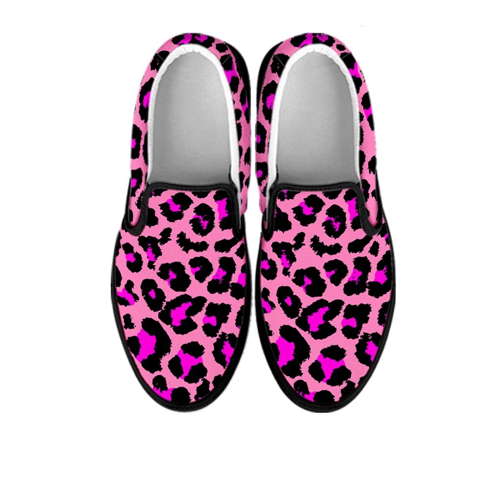 Pink Cheetah Leopard Women's Slip On Sneakers-grizzshop
