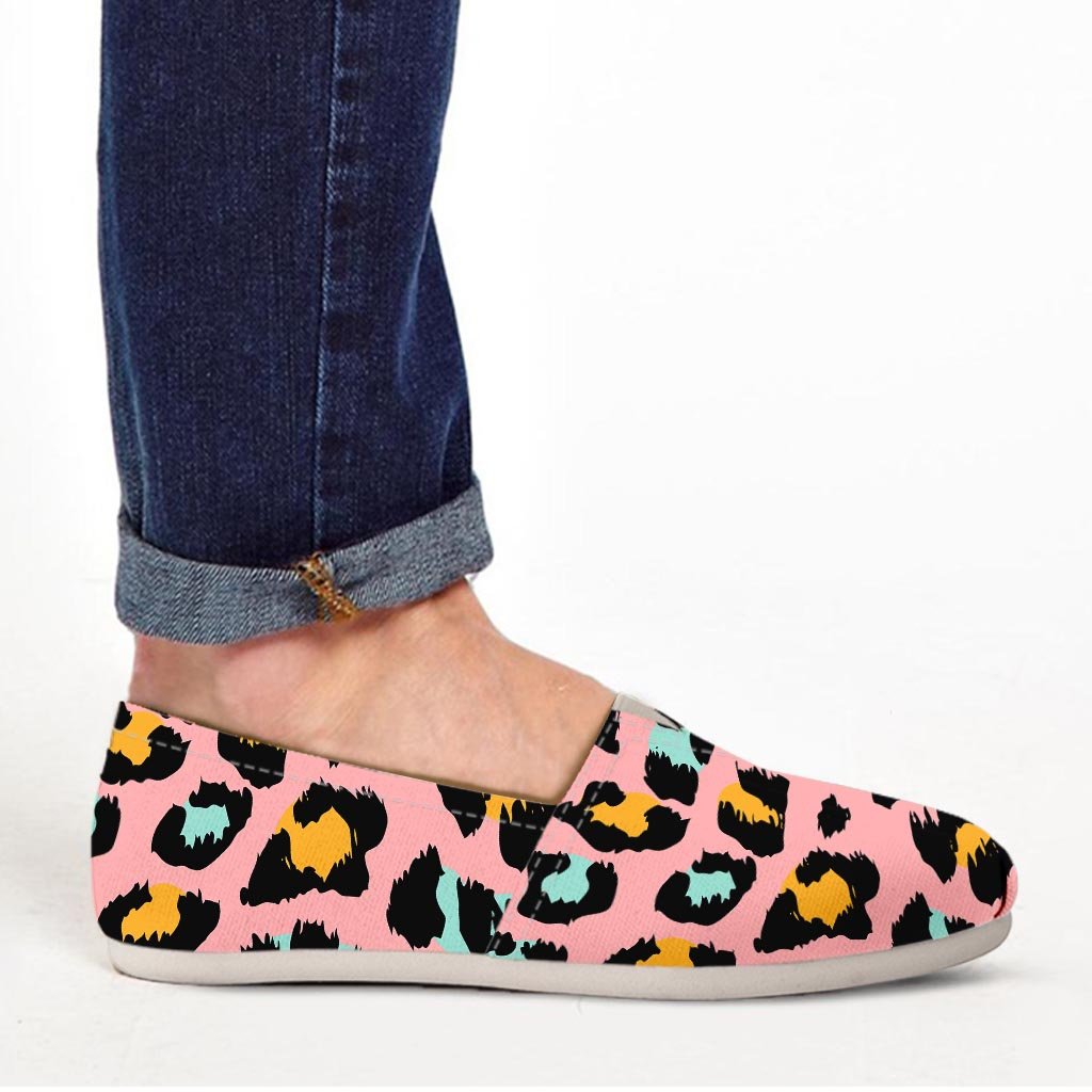 Pink Cheetah Print Canvas Shoes-grizzshop