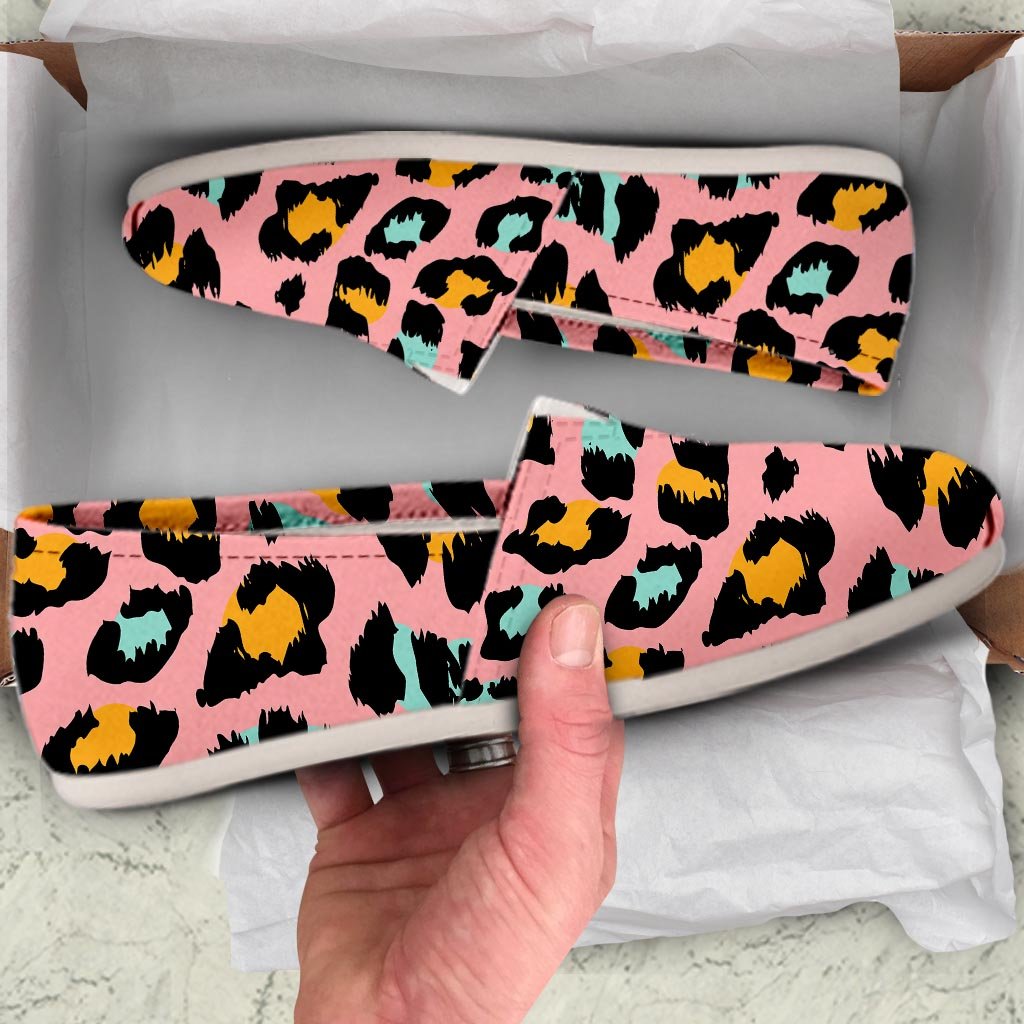 Pink Cheetah Print Canvas Shoes-grizzshop