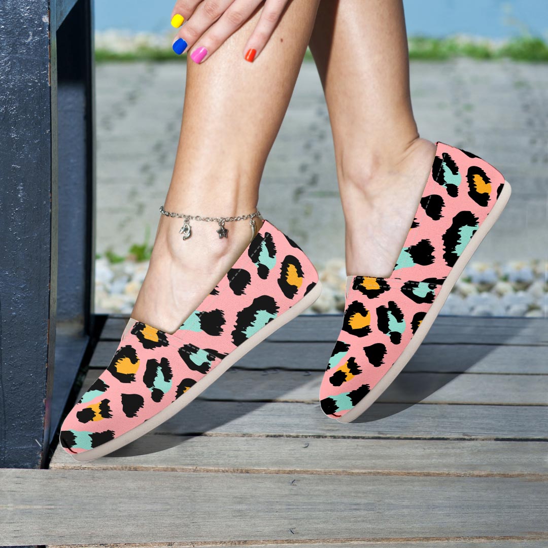 Pink Cheetah Print Canvas Shoes-grizzshop