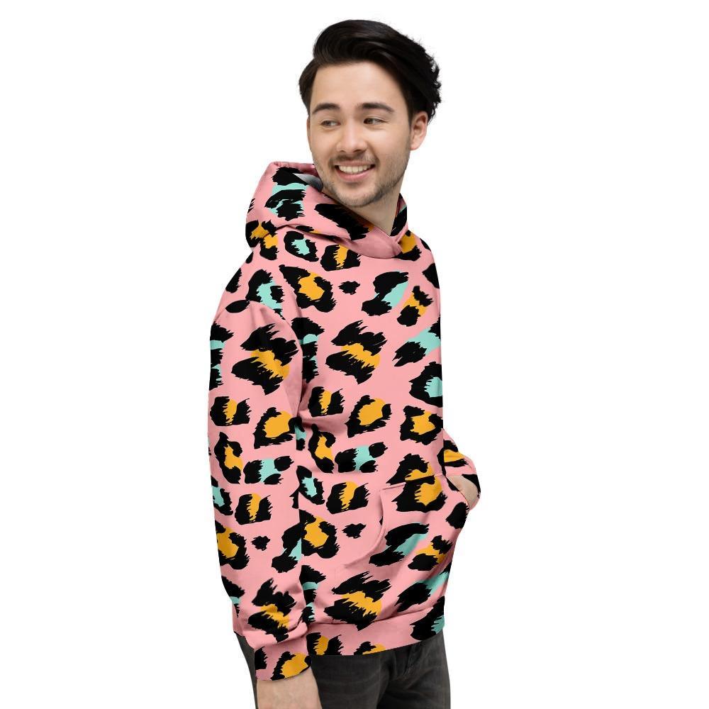 Pink Cheetah Print Men's Hoodie-grizzshop