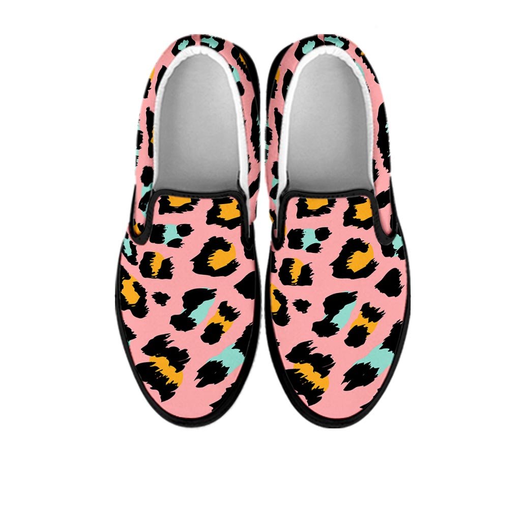 Pink Cheetah Print Women's Slip On Sneakers-grizzshop