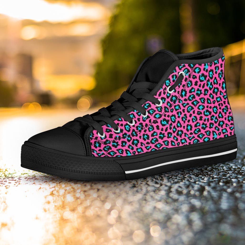Pink Cheetah Women's High Top Shoes-grizzshop