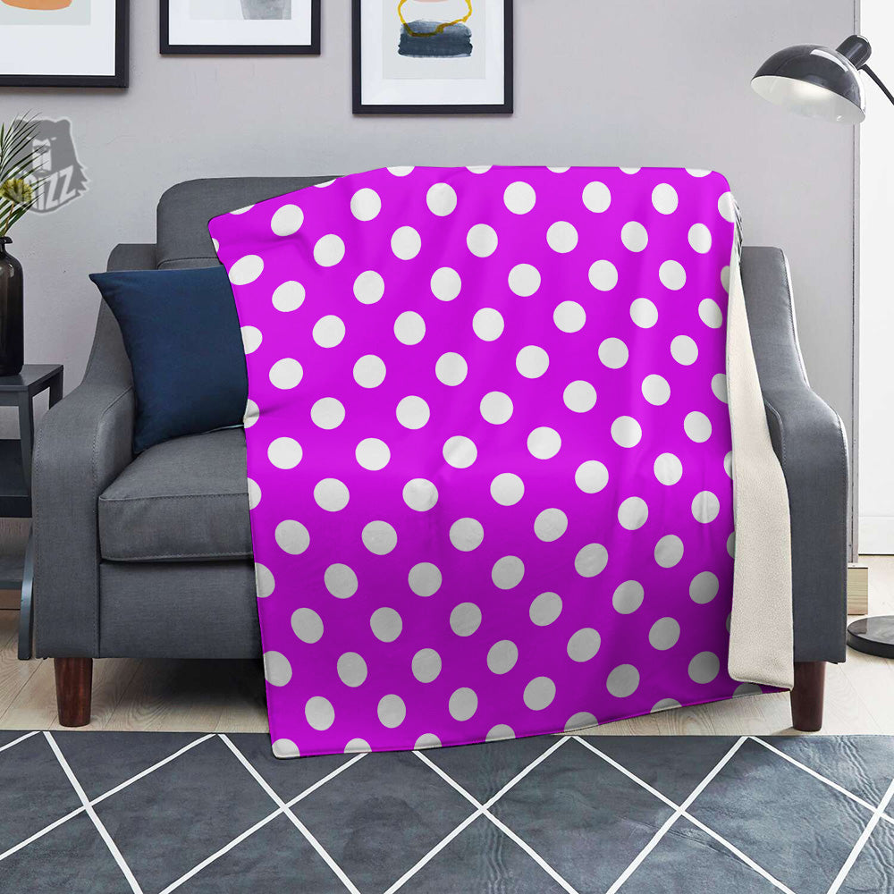 Pink Color Polka Dot Print Pattern Blanket-grizzshop
